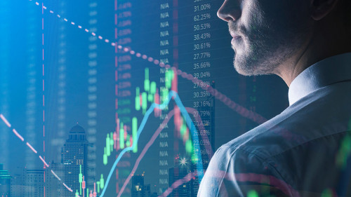 executive smart caucasian businessman trade and invest in stock