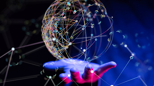 group of people talking in social network 3d