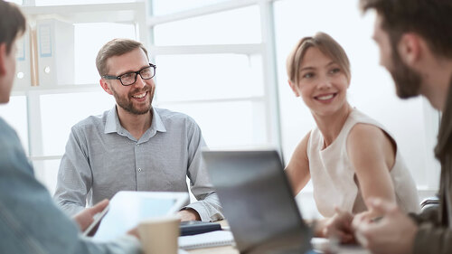 businessman discussing with business team ideas for startup