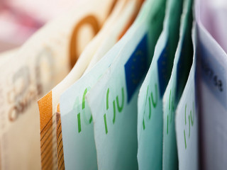 Close-up Of Euro Banknotes