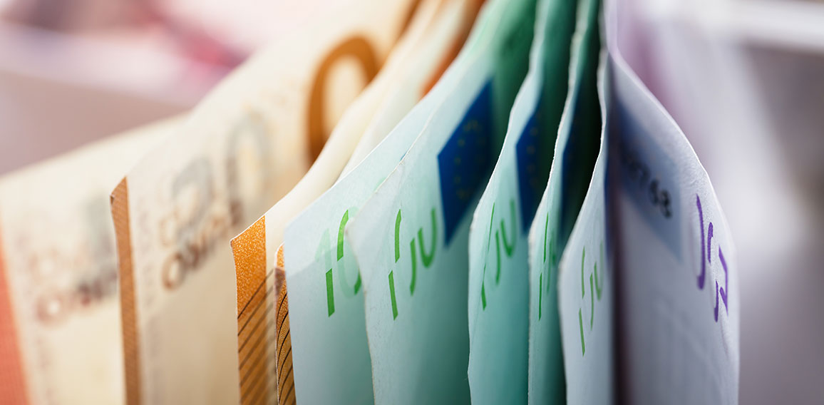 Close-up Of Euro Banknotes
