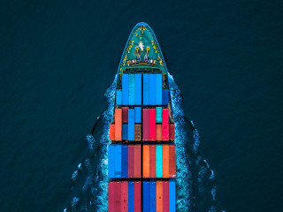 Aerial view container ship or cargo ship in import export and bu