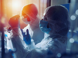 Medical science laboratory. Concept of virus and bacteria research