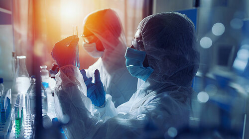 Medical science laboratory. Concept of virus and bacteria research