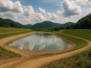 Vier Jahre nach der Ahrflut werden im betroffenen Tal großangelegte Rückhaltebecken geplant (KI-Darstellung).