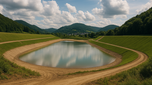 Vier Jahre nach der Ahrflut werden im betroffenen Tal großangelegte Rückhaltebecken geplant (KI-Darstellung).