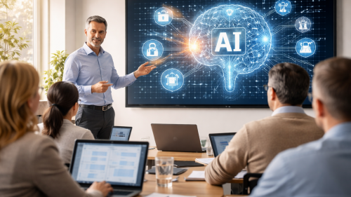 Makler ins Klassenzimmer! So könnte das aussehen, meint die KI.