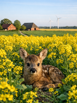 Rehkitz im Rapsfeld