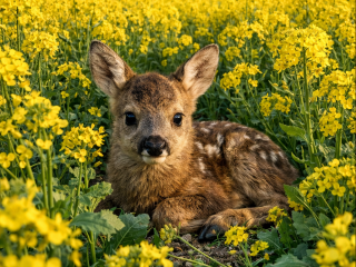 Rehkitz im Rapsfeld