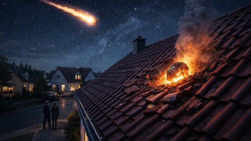 Ein Meteorit kann theoretisch auch Gebäude treffen – in vielen Fällen kann dann die Wohngebäudeversicherung greifen.