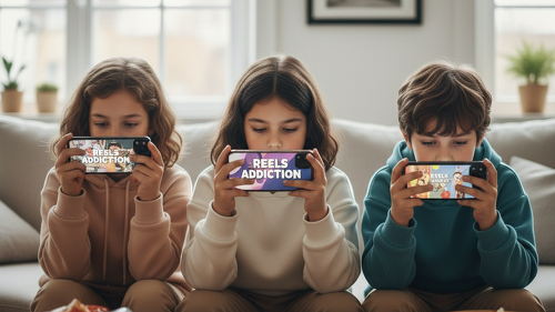 Kinder nutzen Smartphones mit Fokus auf Kurzvideos und Social Media