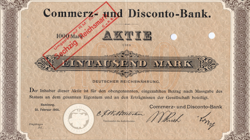 Aktie Commerz- und Disconto-Bank, 1905