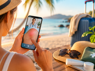 Smartphone-Fotos statt Wartezimmer: Die Teledermatologie verändert die medizinische Versorgung auf Reisen – und die Rolle der Versicherer gleich mit.
