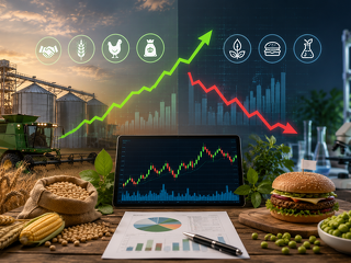 Die Entwicklung von Agraraktien fällt je nach Teilsegment sehr unterschiedlich aus. Besonders Agrarhandel, Futtermittel und Geflügelunternehmen entwickelten sich zuletzt deutlich besser als Fleischersatzhersteller.