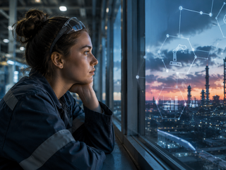 Zwischen Fabrikhalle und digitaler Zukunft: Die Transformation verändert nicht nur Arbeitsplätze, sondern auch das Sicherheitsgefühl der Beschäftigten.