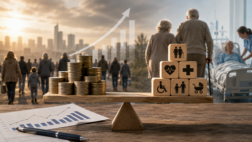 Deutschlands Sozialbudget wächst langfristig schneller als die Wirtschaftsleistung. Vor allem die Ausgaben für Alter und Krankheit treiben die Entwicklung – und dürften durch den demografischen Wandel weiter unter Druck geraten.