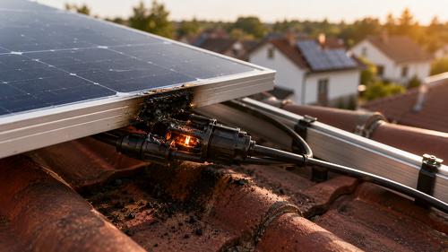 Fehlerhafte Steckverbindungen an Photovoltaikanlagen können zur Lichtbogenbildung und im schlimmsten Fall zu einem Brand führen. Welche Versicherung für den Schaden aufkommt, hängt entscheidend von Ursache und Verantwortlichkeit ab.