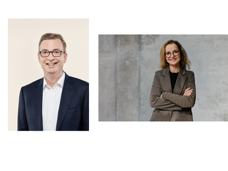 von links nach rechts: Ralph Eisenhauer, Vorstand Schaden/Unfall der SV SparkassenVersicherung und Dr. Gesa Crockford, Geschäftsführerin von ImmoScout24