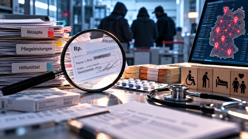 Abrechnungsbetrug im Gesundheitswesen wird nach Beobachtung der DAK-Gesundheit zunehmend professionell und überregional organisiert. Besonders im Fokus stehen gefälschte Rezepte und Betrugsmodelle in der Pflege – künftig soll auch KI bei der Aufdeckung helfen.
