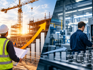 Der Bau zieht kräftig an, die Industrie hält kaum Schritt: Hinter dem Produktionsplus von 2,0 Prozent verbirgt sich eine Erholung mit sehr unterschiedlicher Geschwindigkeit.