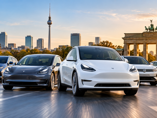 Tesla liegt bei den Neuzulassungen im September 2026 gleich in zwei Fahrzeugsegmenten vorn. Auch BYD, Volkswagen und Toyota behaupten Spitzenpositionen im deutschen Automarkt. (KI-generiertes Symbolbild)