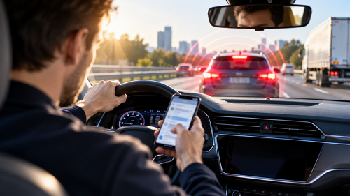 Allianz-Studie: In simulierten Verkehrssituationen steigt das Kollisionsrisiko bei Ablenkung nahezu auf das Dreifache.